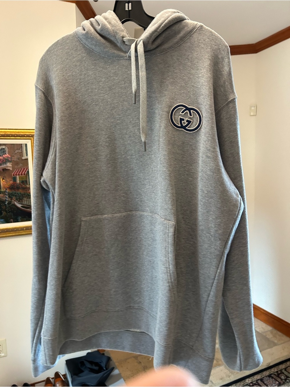 Men's Gucci embroidered interlocking G logo hoodie size XL made in Italy